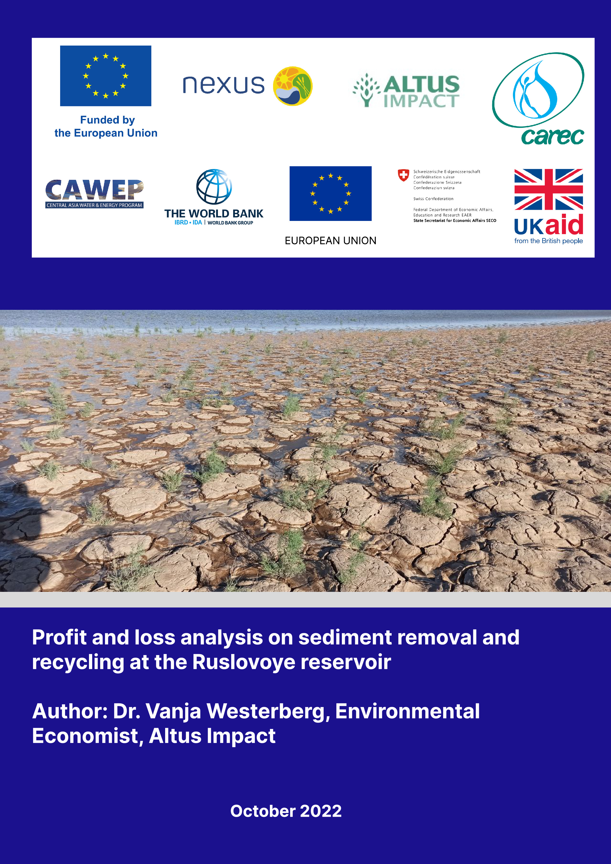Profit and loss analysis on sediment removal and recycling at the Ruslovoye reservoir, 2022 | V.Westerberg