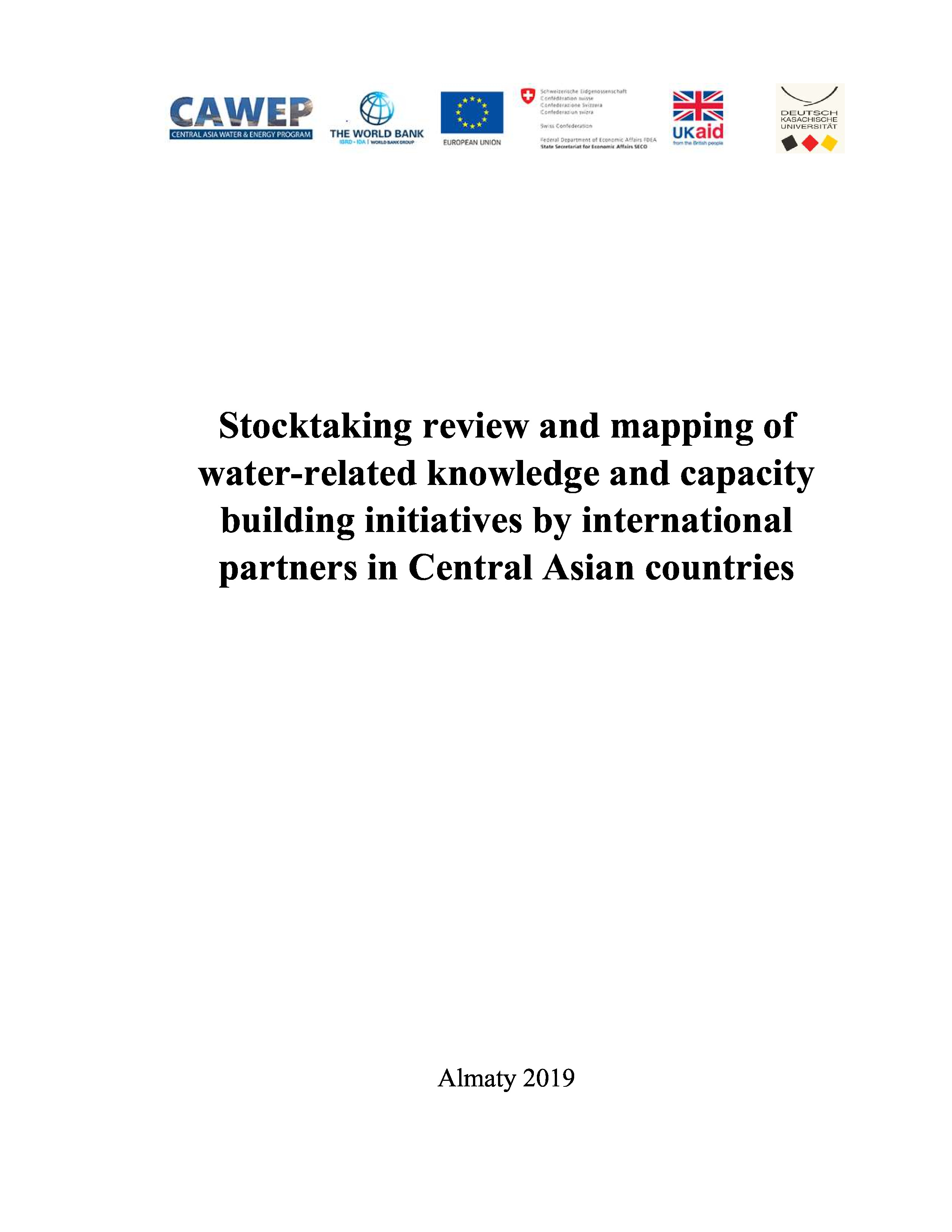 Stocktaking review and mapping of water-related knowledge and capacity building initiatives by international partners in Central Asian countries, 2019