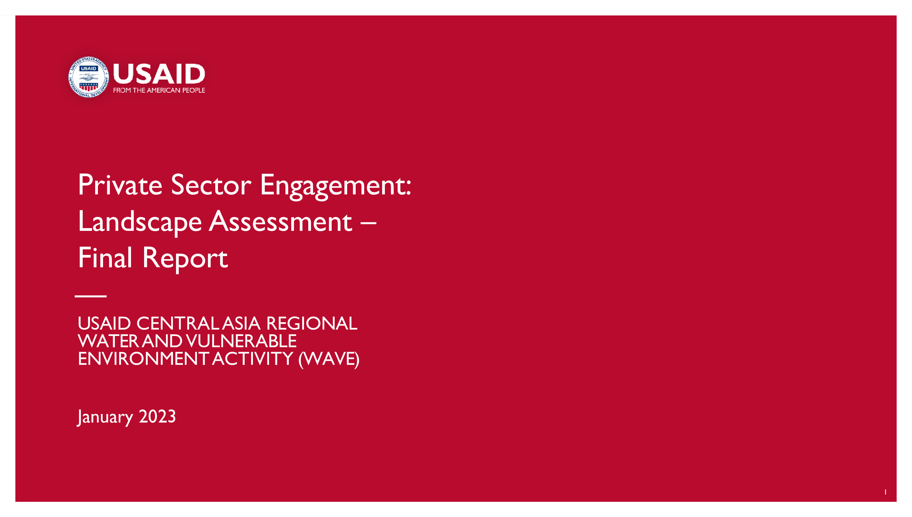 Private Sector Engagement: Landscape Assessment (Final Report), 2023 | USAID Central Asia's  Regional Water and Vulnerable Environment Activity